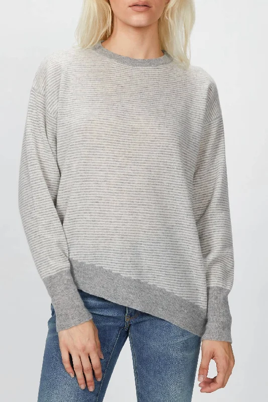 Crew Neck Sweater In Grey/off White