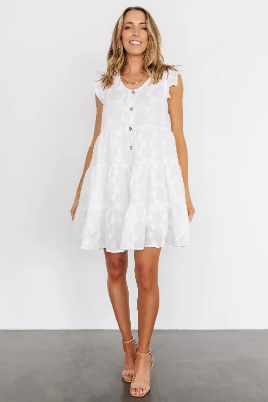 Kayla Button Up Short Dress | Off White