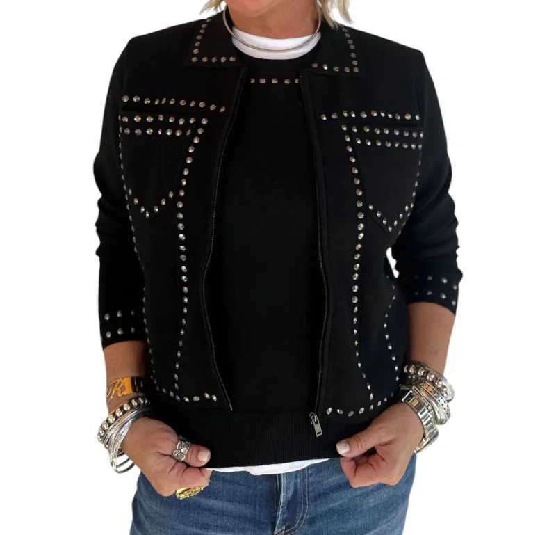 Be Serious Studded Jacket In Black