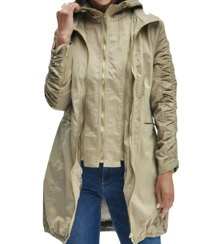 Elena Full Length Jacket In Khaki