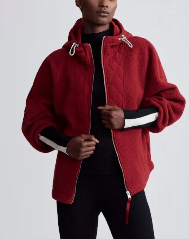 Richfield Quilt Fleece Combo Jacket In Red Dahlia