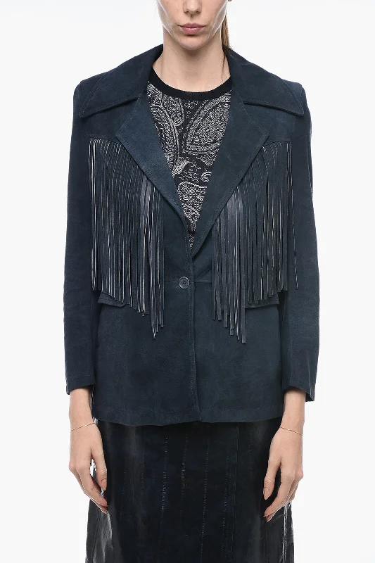 Salvatore Santoro Fringed Detail Suede Jacket