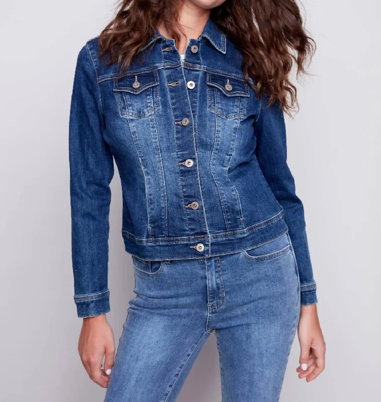 Stretch Denim Jacket In Blue