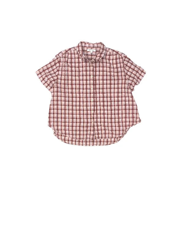 Top Short Sleeve By Madewell In Plaid Pattern, Size: M