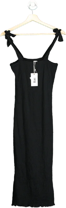 Bae. Black It's A Vibe Shirred Midi Dress UK XS