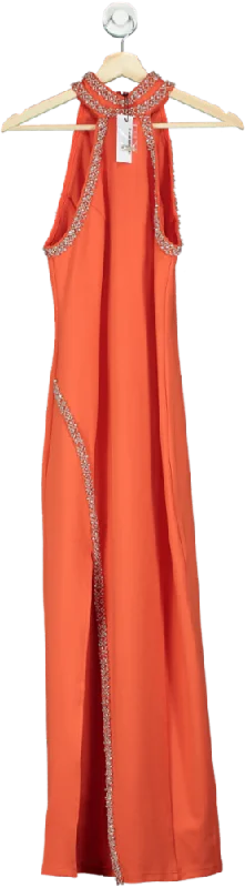 Karen Millen Orange Premium Embellished Ponte Jersey Midi Dress UK S