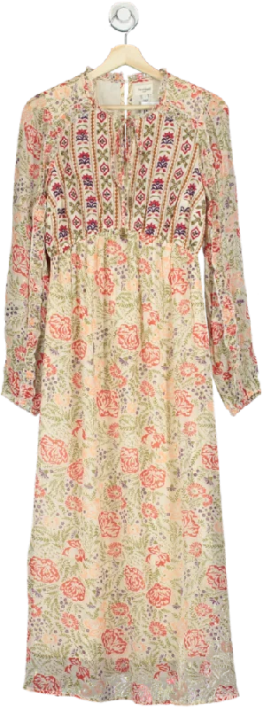 River Island Beige Floral Midi Dress UK 8