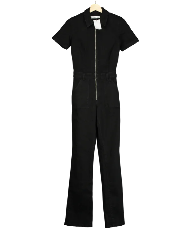 MANGO Black Denim Jumpsuit UK XS