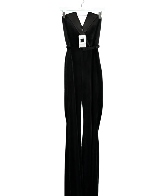 Nadine Merabi Black Vivianne Velvet Jumpsuit UK S/M