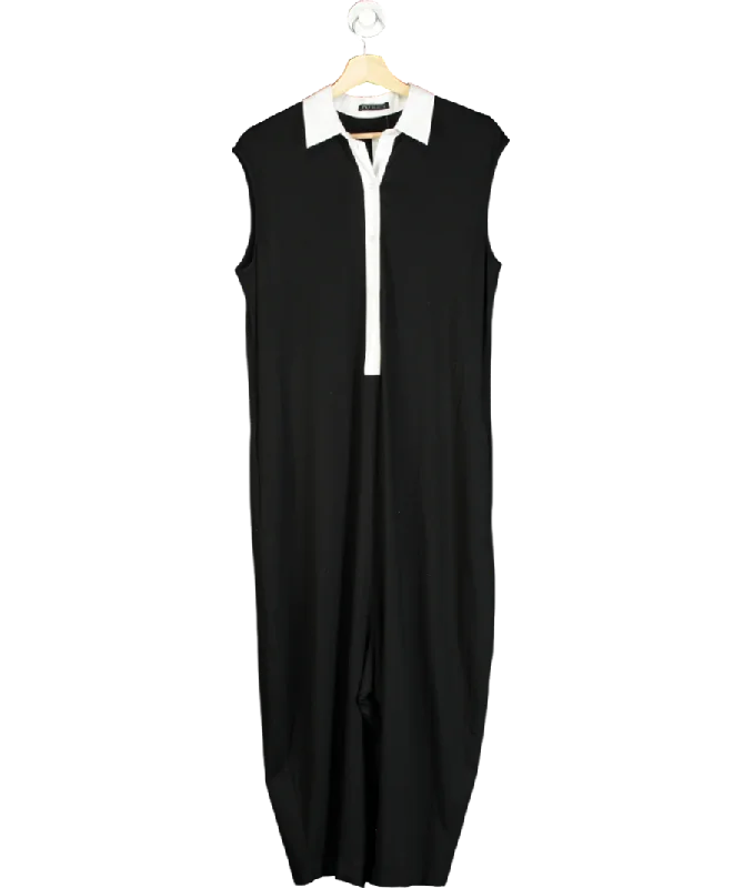 NU London Black Contrast Collar Jumpsuit UK 10