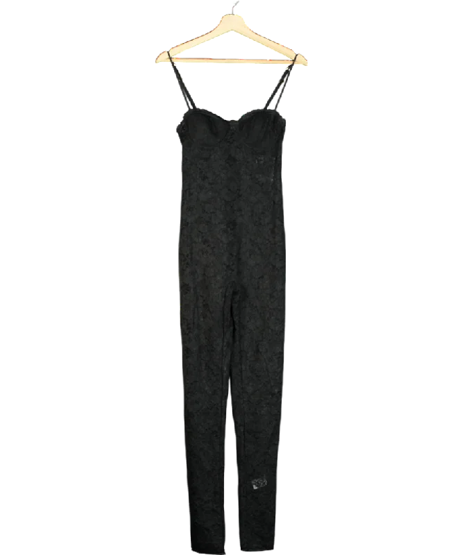 Oséree Black O-lover Stretch-lace Jumpsuit UK XS