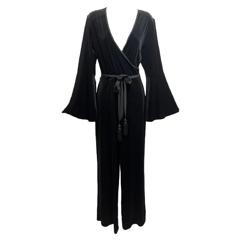 Velvet Bell Sleeve Jumpsuit By Calvin Klein In Black, Size: 8