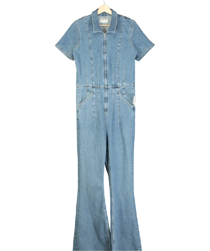 Free People We The Free Blue Jayde Flare Jumpsuit UK 8